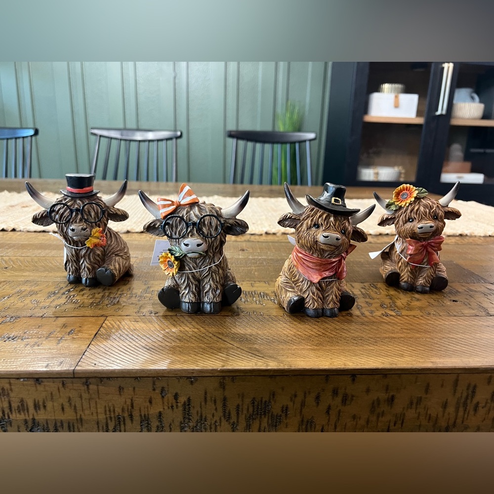 NEW Set of 4 Small Highland Cow Figurines – Hobby Lobby Fall Decor